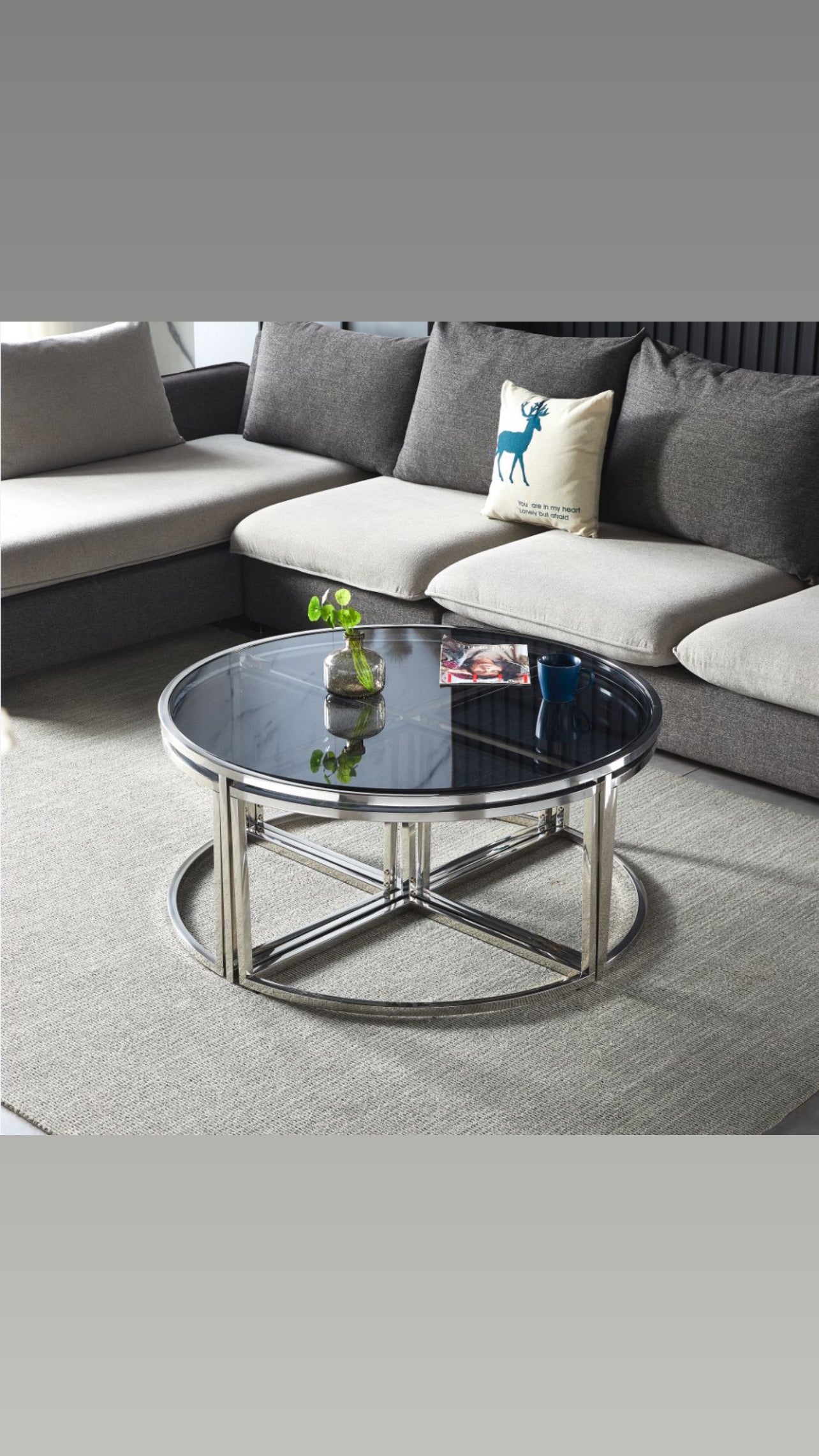 TABLE BASSE ELVE CHROME FUME