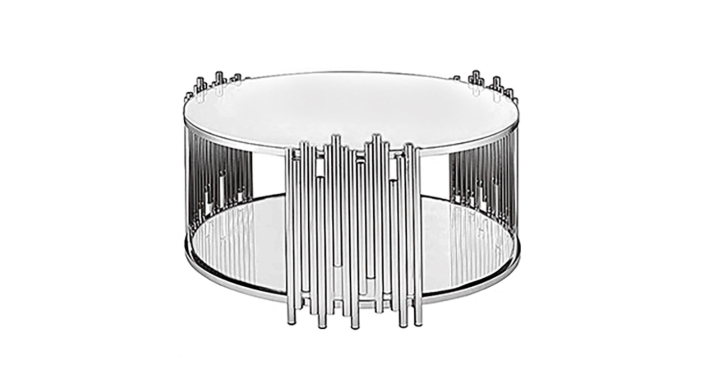 TABLE BASSE STICK INOX BLANC