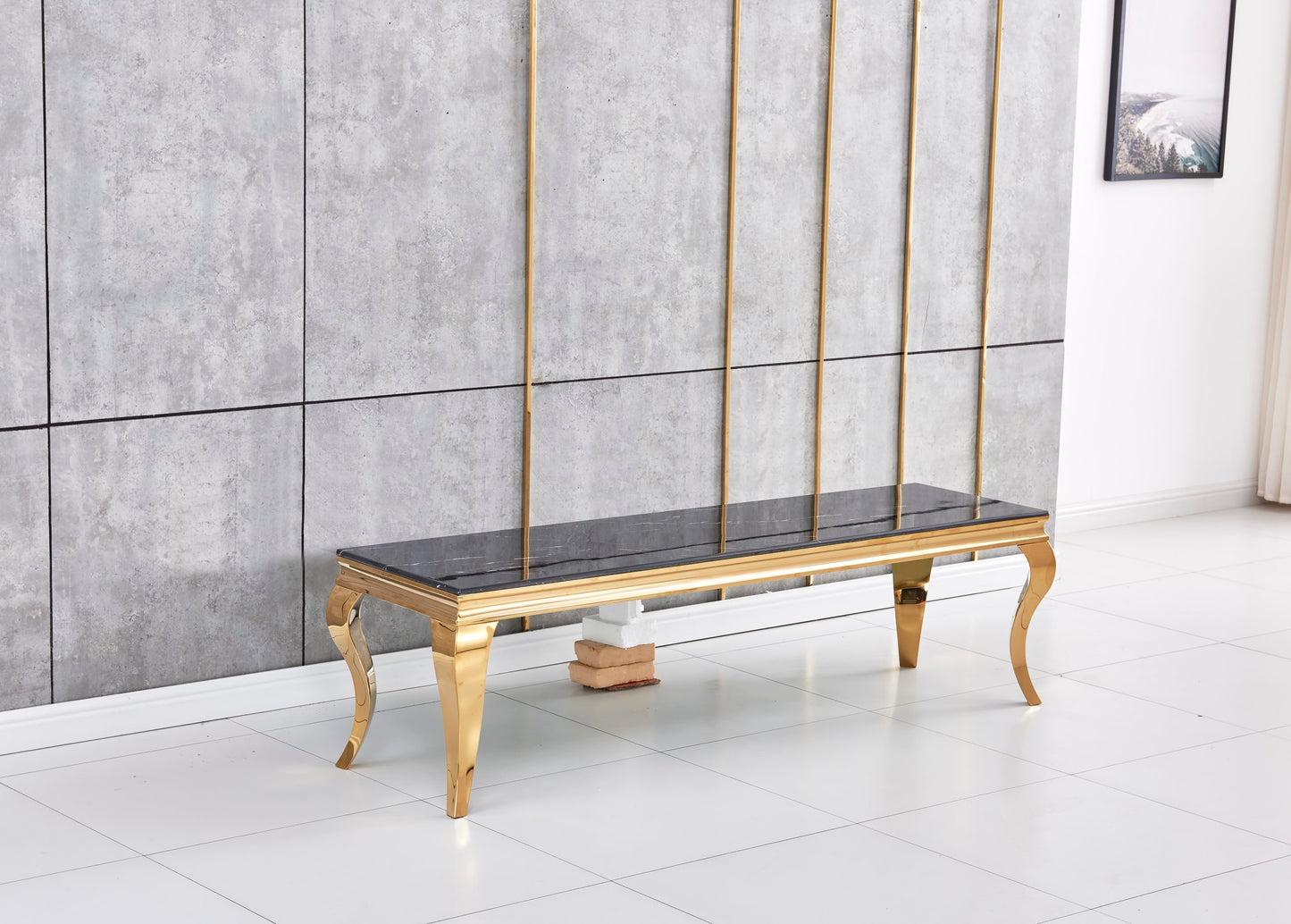 MEUBLE TV BAROQUE GOLD MARBRE NOIR