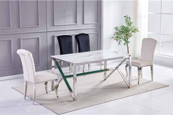 TABLE A MANGER MAJESTIC MARBRE ARGENTEE