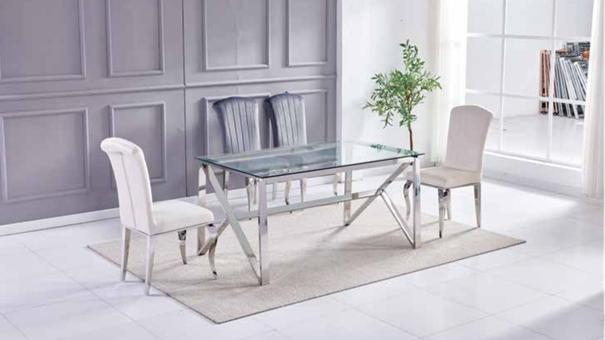 TABLE A MANGER MAJESTIC TRANSPARENT ARGENTEE