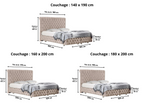 Lit Coffre LUNA BEIGE - Velours capitonné