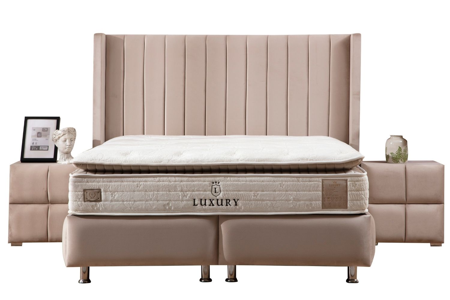 Lit Coffre TOKYO BEIGE - Velours