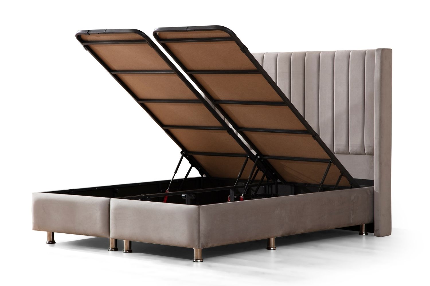 Lit Coffre TOKYO GRIS - Velours