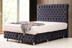 Lit Coffre LUNA GRIS ANTHRACITE - Velours capitonné