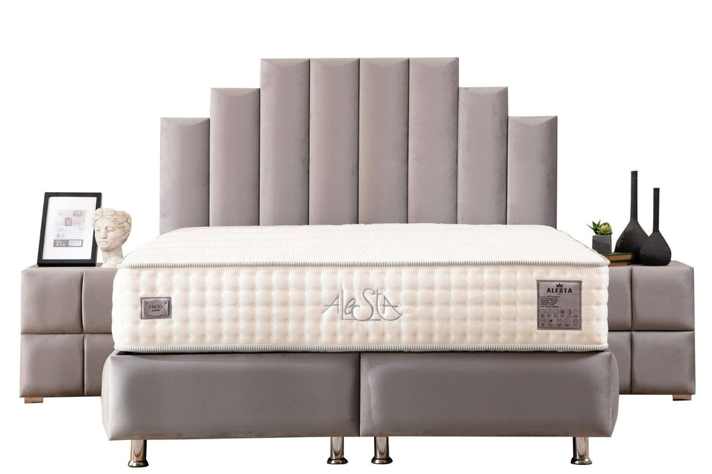 Lit Coffre NATURA GRIS - Velours