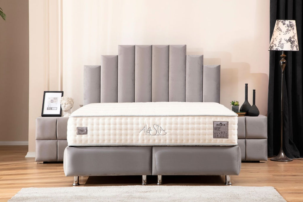 Lit Coffre NATURA GRIS - Velours
