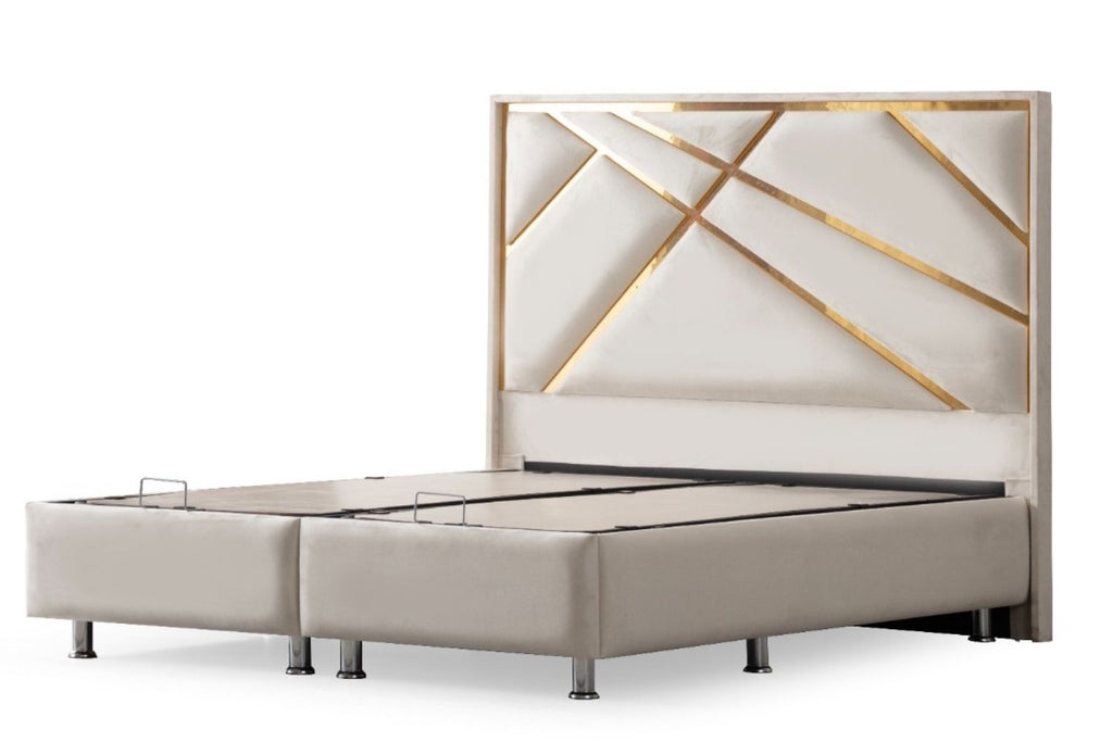 Lit Coffre PARMA BEIGE CLAIR - Velours