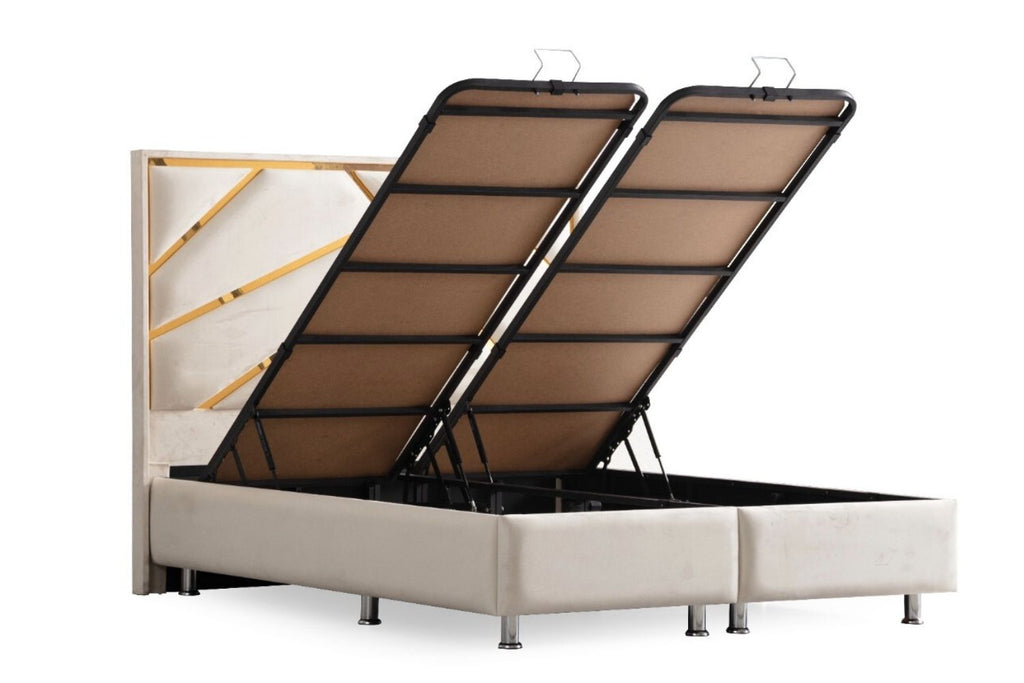 Lit Coffre PARMA BEIGE CLAIR - Velours