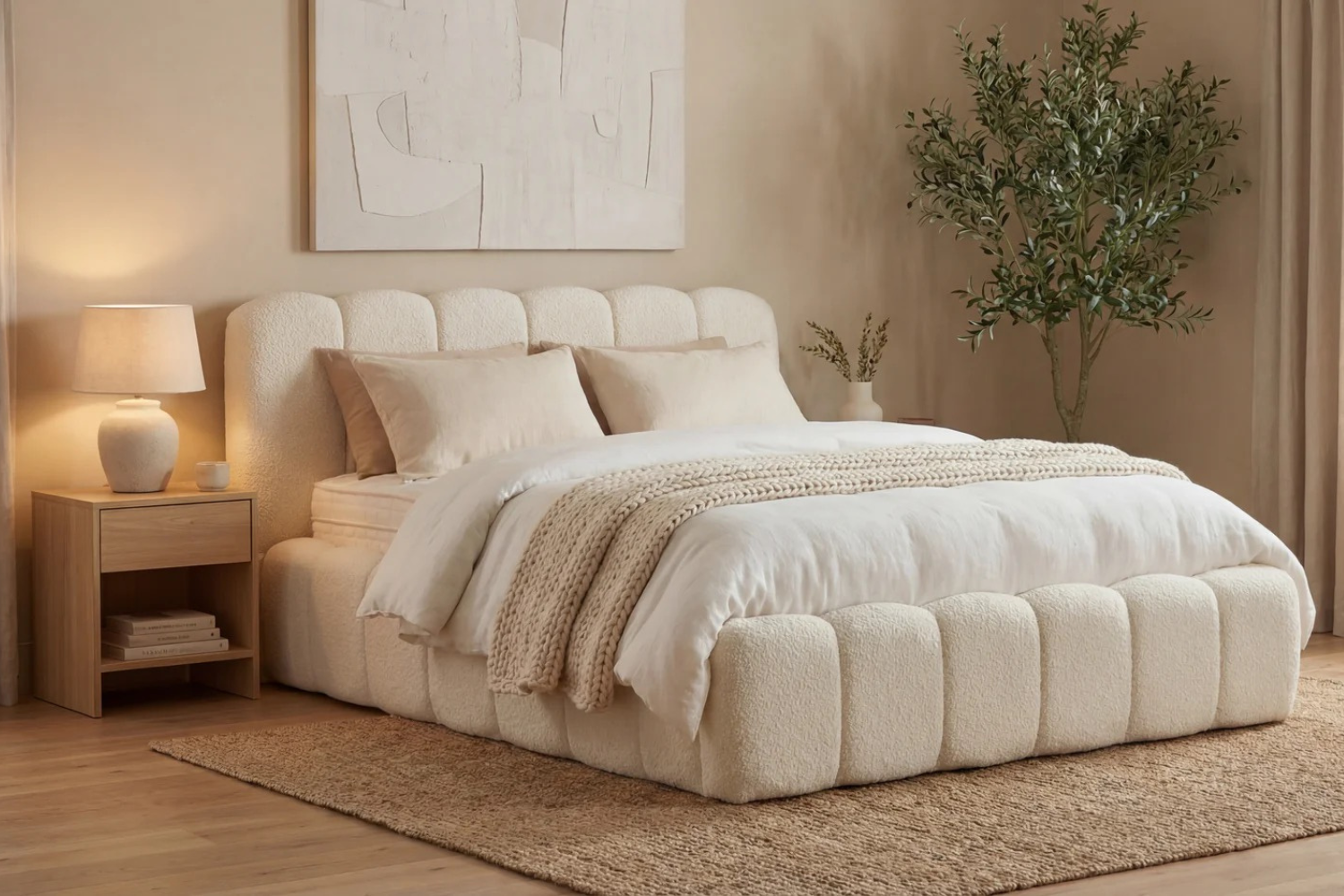 Lit Coffre ALYA BLANC CASSE - Chenille