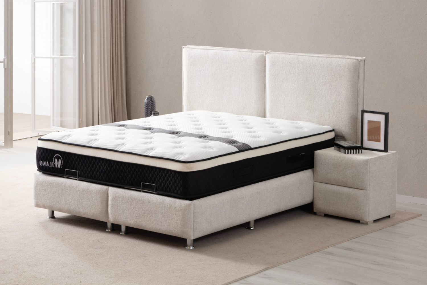 Lit Coffre MAYA BLANC CASSE - Chenille
