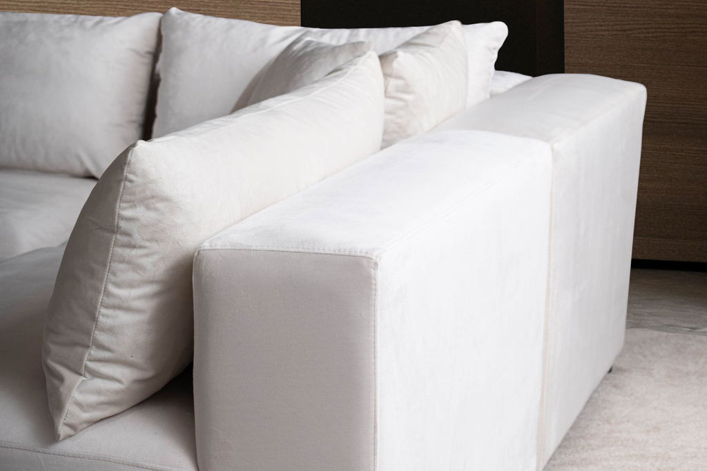 Canapé Azra Modulable Velours Blanc cassé