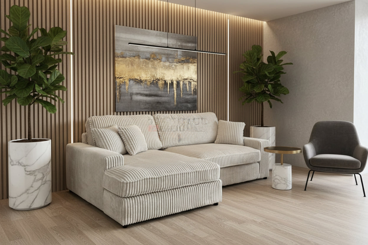 Canapé Mini Lexus Côtelé Blanc Cassé