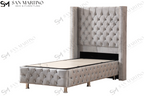 Lit Coffre Enfant CLOUTE GRIS - Velours capitonné