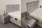 Lit Coffre HUGO GRIS - Velours