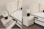 Lit Coffre Enfant ALMA Blanc Cassé - Velours