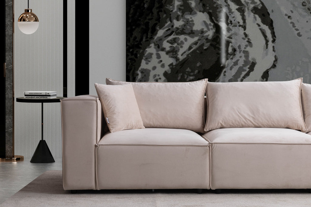 Canapé Elégance Velours Modulable 4+1 Pouf