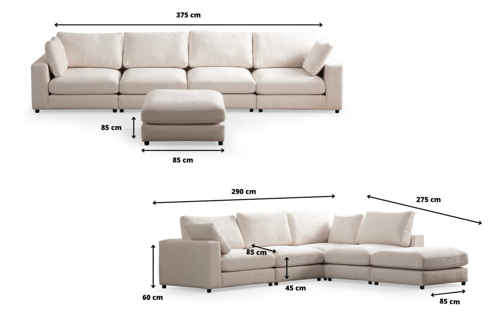 Canapé Julia Modulable Chenille  4+1 Pouf