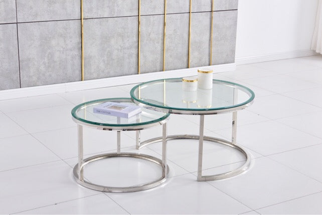 TABLE BASSE GIGOGNE CHROME TRANSPARENT