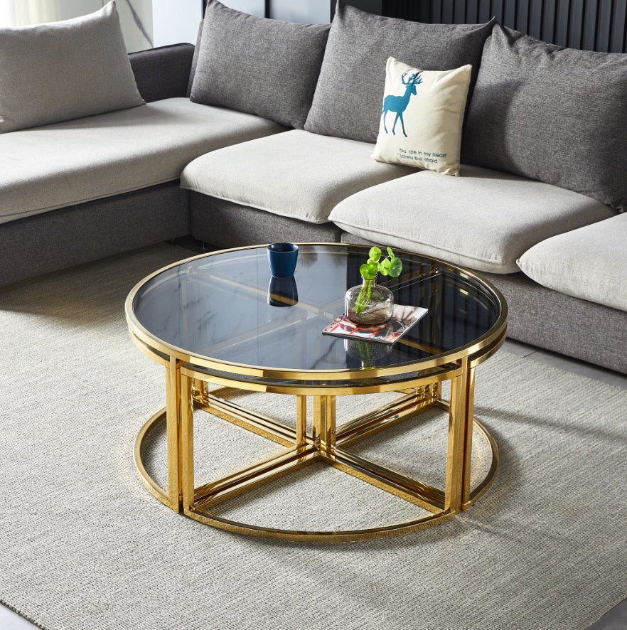 TABLE BASSE ELVE GOLD FUME