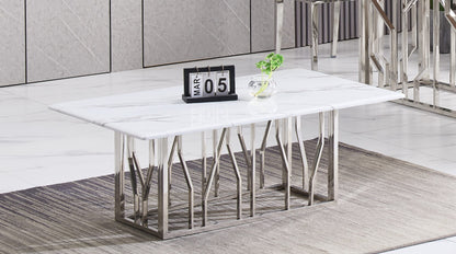 TABLE BASSE PORTOFINO CHROME MARBRE BLANC