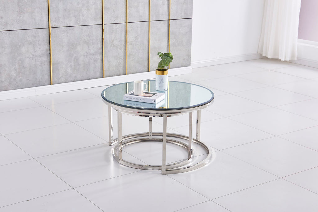 TABLE BASSE GIGOGNE CHROME MIROIR