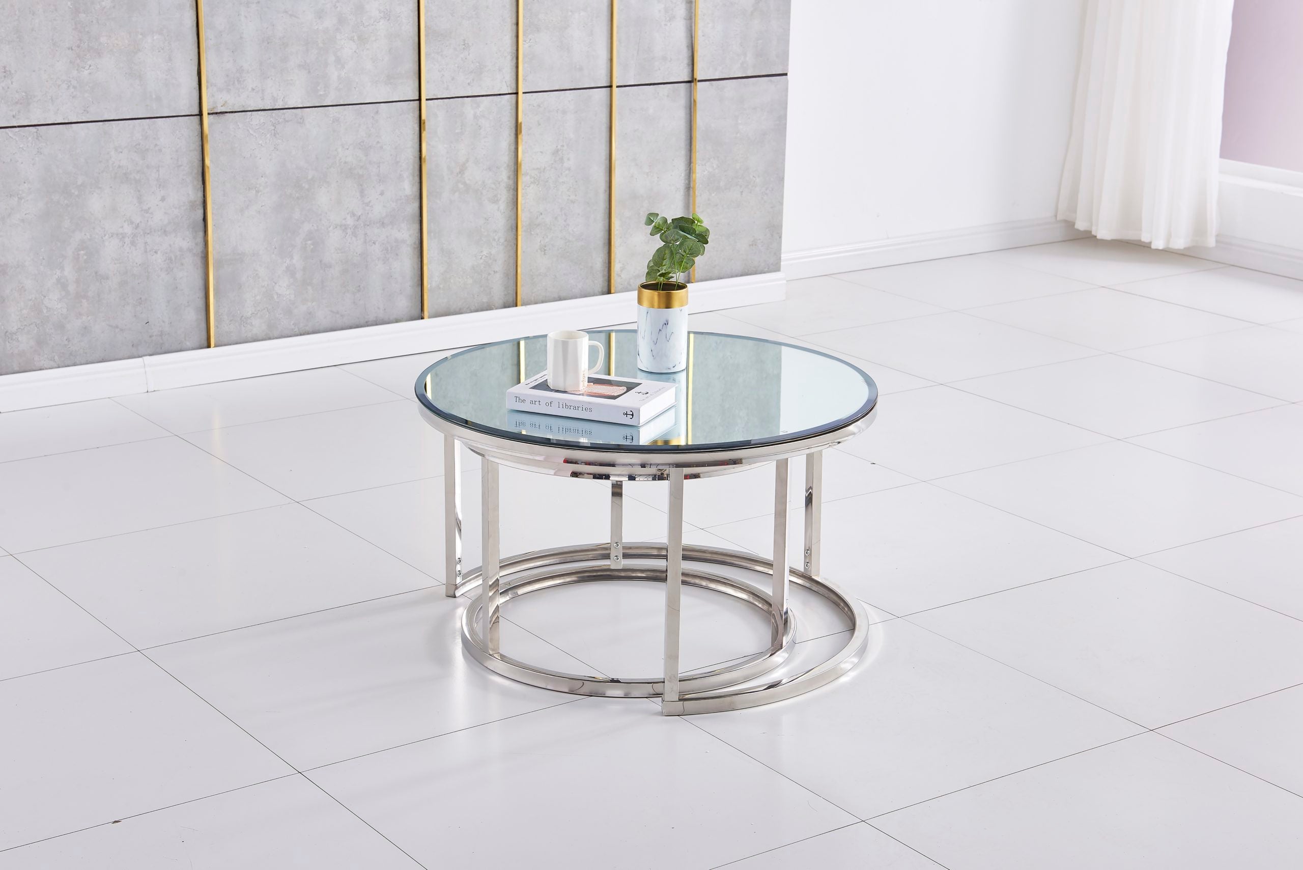 TABLE BASSE GIGOGNE CHROME MIROIR