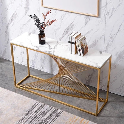 CONSOLE BRITTANY GOLD MARBRE BLANC