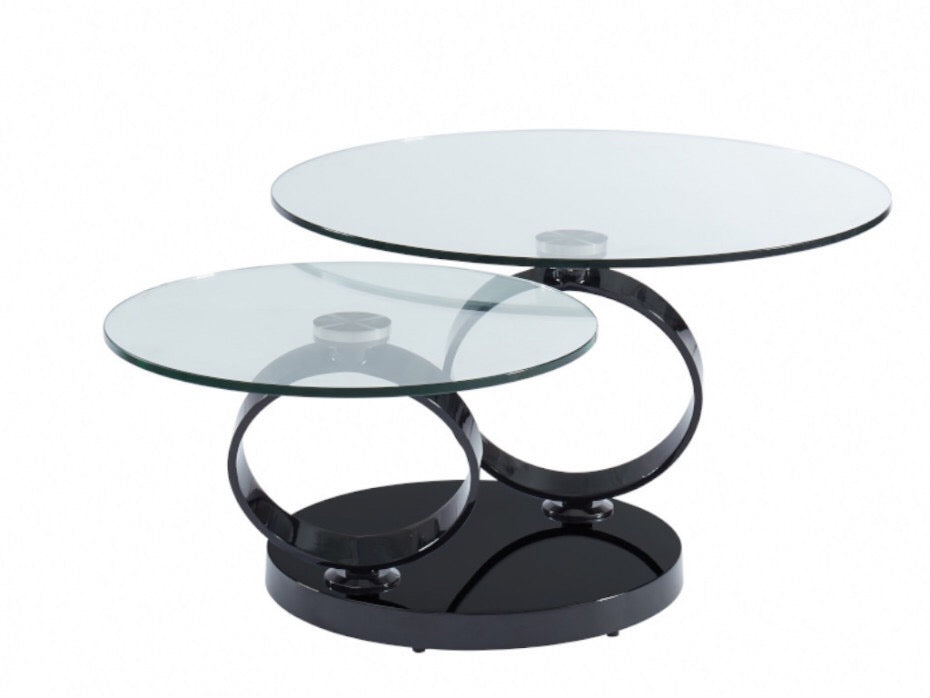 TABLE BASSE AUTOMAT ACIER NOIR TRANSPARENT