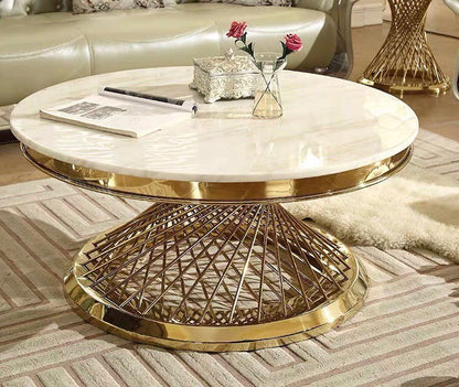TABLE BASSE DELUXE GOLD MARBRE BLANC
