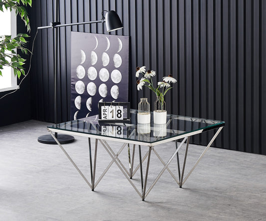 TABLE BASSE GIZE CHROME TRANSPARENT