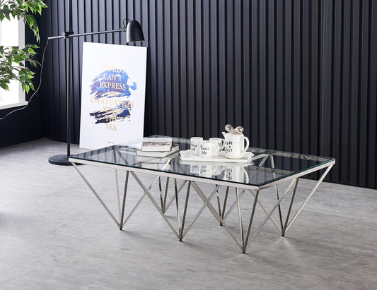 TABLE BASSE GIZE RECTANGLE CHROME TRANSPARENT