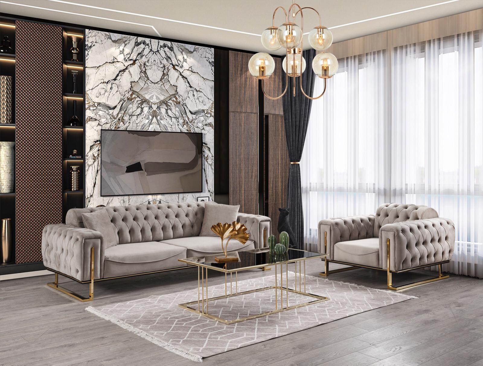 MILANO - Canapé 3+2+1 places en velours