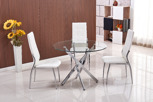 TABLE A MANGER OLIVIA TRANSPARENTE ARGENTEE