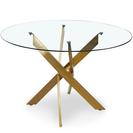 TABLE A MANGER OLIVIA TRANSPARENTE DOREE